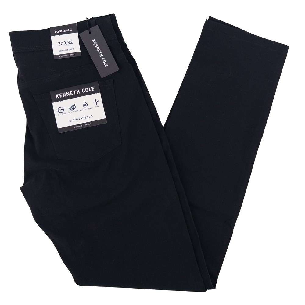 NEW Kenneth Cole Mens 30x32 Slim Tapered Pants Black Techni-Cole Technical NWT
